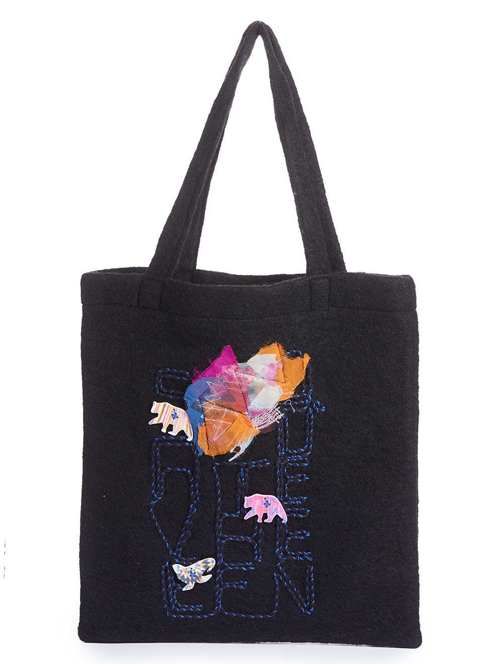 Save The Queen Borsa shopper in lana con ricamo