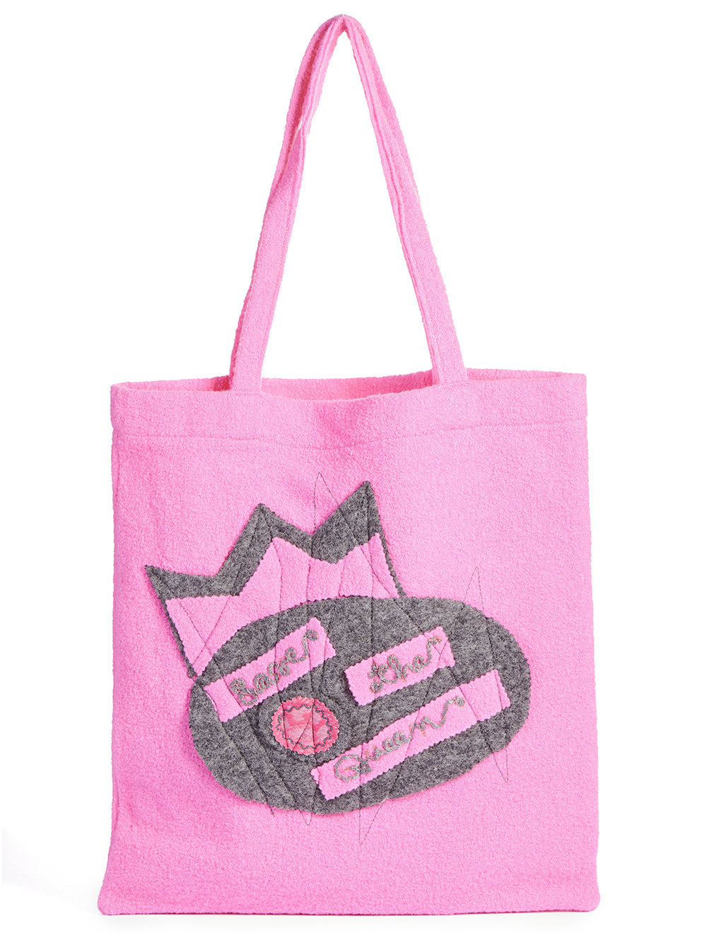 Save The Queen Borsa shopper in lana con ricamo