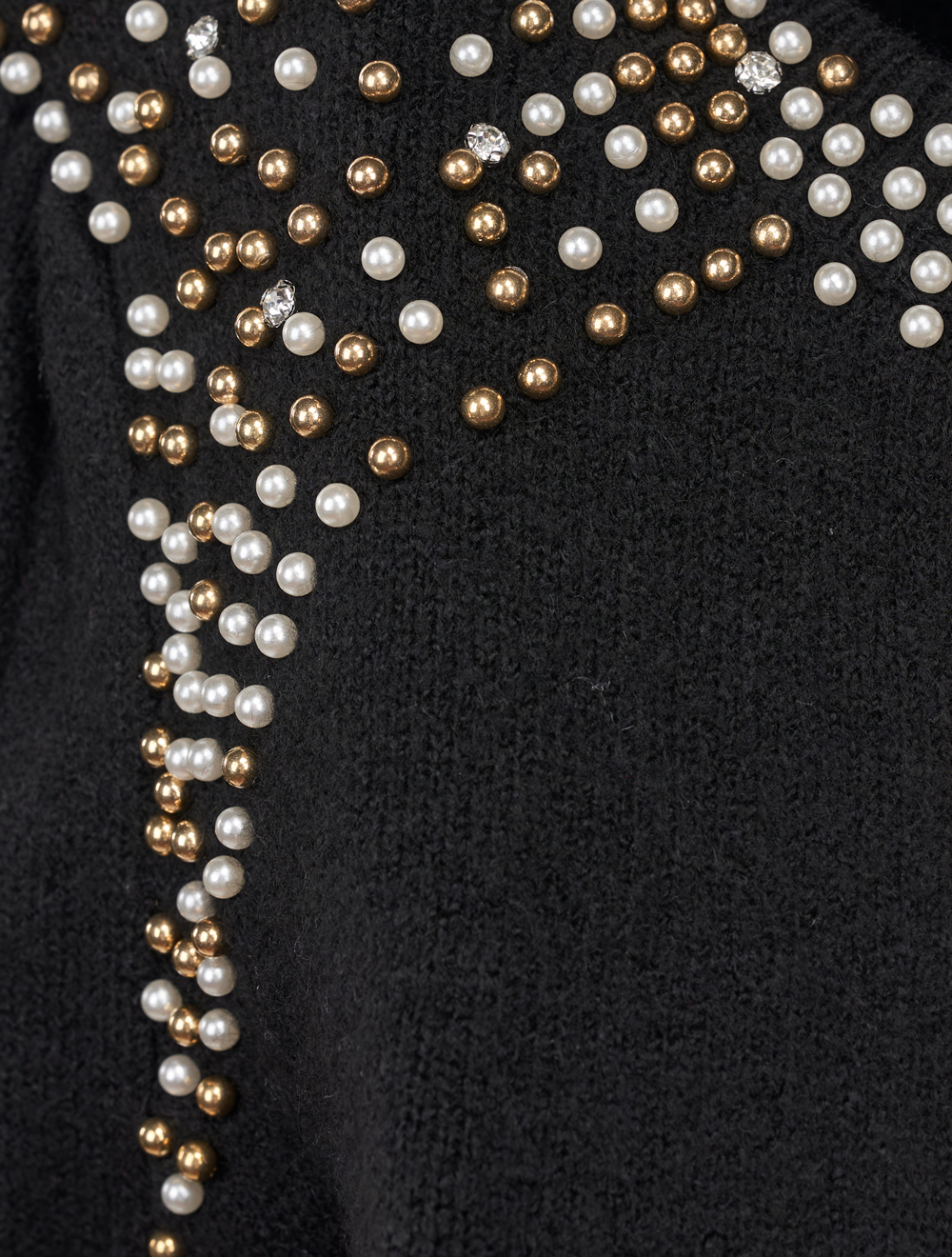 Cardigan nero con perle e swarovski - Save The Queen!