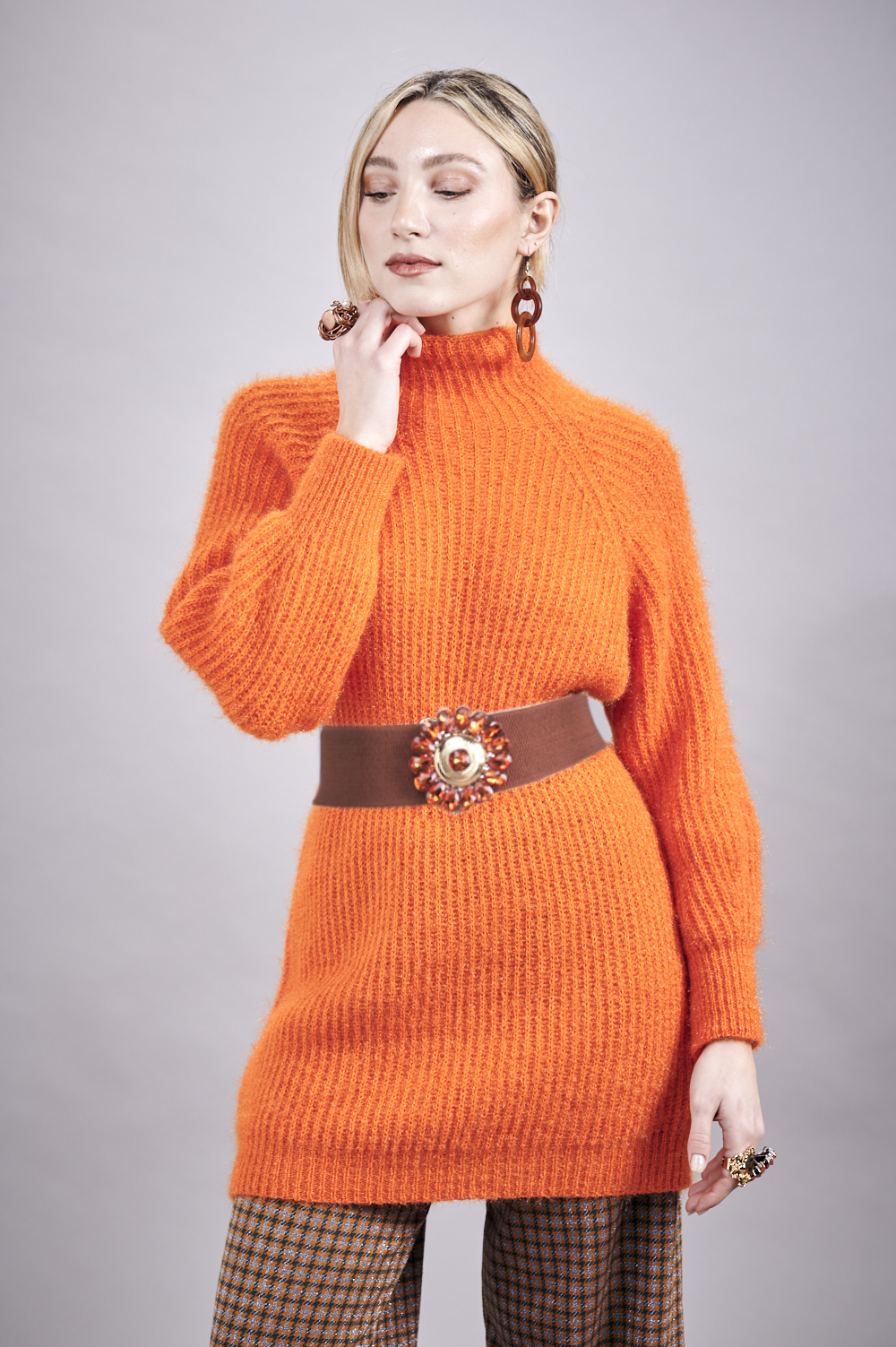 Save The Queen Maxi maglia arancio in tricot effetto “mohair”